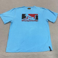 Crunkamunky Camicia Uomo Grande Blu Logo Grafico Manica Corta Streetwear T-Shirt
