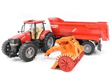 Gioco Trattore Bruder Con Rimorchio Krampe Kipper Rosso 3 Pezzi
