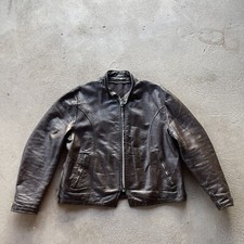 Giacca Schott vintage uomo 50 pelle marrone cafe racer zip moto moto