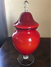 Barattolo rosso in vetro