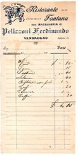 Fattura PELIZZONI FERNANDO RISTORANTE FONTANA Vendrogno Bellano Lecco Valsassina