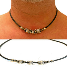 Collana con teschio da uomo donna catenina ciondolo girocollo lunga 45 cm punk