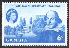 SG210 Sn:#192 1964 6d GAMBIA 400° anniversario nascita di William Shakespeare MNH