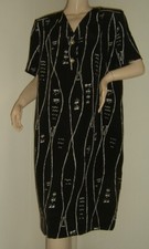 VESTITO ABITO NERO FANTASIA TESSUTO SETIFICATO 47 TAGLIE FORTI LEGGI LE MISURE