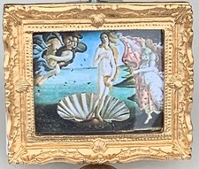 Quadro con cornice dorata stampa della nascita di Venere Tumdee scala 1:12 casa delle bambole arte