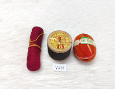 Filo Vintage Decorativo In Legno Per Cucire Anni 40 3 Pezzi Collezionabile V281