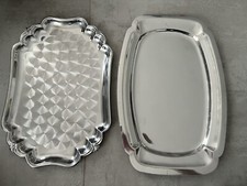 Coppia set due vassoi acciaio