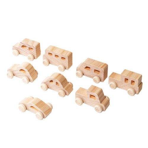 8pcs raw wood car toys - 8pcs,