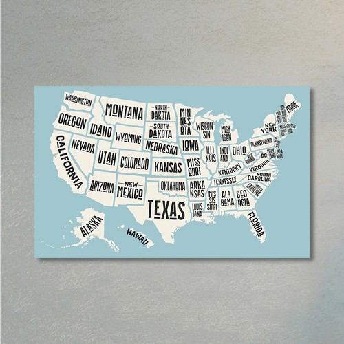 Mappa degli stati uniti poster - stati,