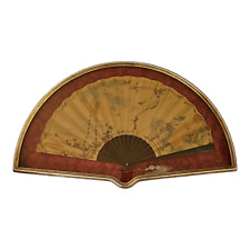 ANTICO VENTAGLIO FRANCIA FRANCESE CORNICE DORATA EPOCA primi del  XX SECOLO Raro