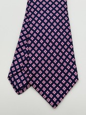 Kiton 7 Fold Silk Tie Navy