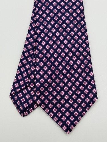 Kiton fold silk tie navy - fold,