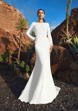 abito da sposa Pronovias Plitvice bianco sporco taglia 12 maniche lunghe