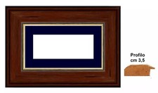 Cornice classica  in legno noce filo oro con passepartout nero per foto, poster