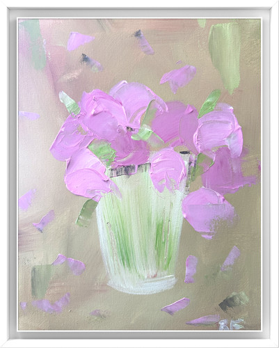 Purple pink flowers vase - pink,
