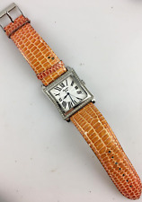 Orologio Generico Donna Quadrato 34 mm Strass Quarzo Cinturino Arancione Pelle