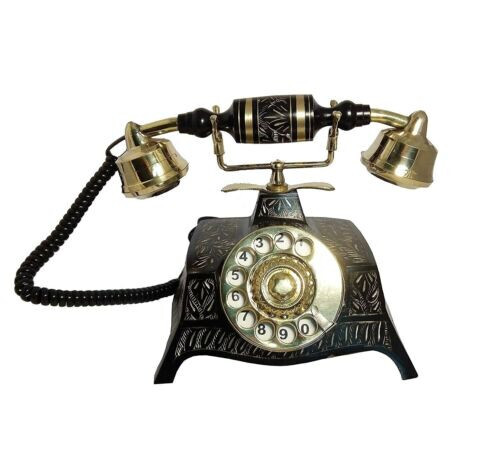 Telefono rotante antico ottone - rotante,