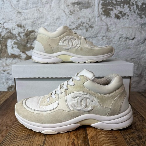 Chanel cream white trainer - white,