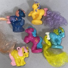Lotto 5 minifigure anni 80 My Little Pony Petite Ponies + Charm G1 vintage MLP