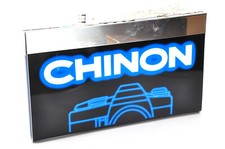 Insegna pubblicitaria luminosa a bandiera bifacciale fotocamere Chinon - Vintage