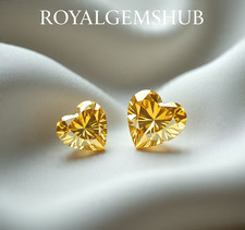 💎Top Quality 2 Ct Taglia 2 Pezzi Giallo Naturale | Diamante Taglio Cuore Gra...
