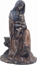 Statua Lady Madre Maria che regge Gesù bambino bronzo fuso a freddo e resina ...