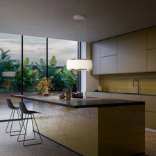 Cappa a isola sospesa Falmec Soffio, in vetro satinato - Come nuova, usata poco