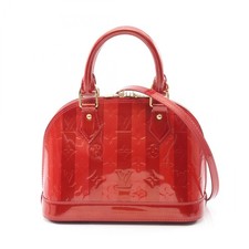 Borsa a tracolla Louis Vuitton Alma BB M91593 Vernis Rayeur pelle rossa usata LV