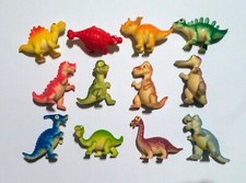 SET FIGURINE DINOSAURI IN GOMMA GERMANIA - FIGURINE VINTAGE GIOCATTOLI DA COLLEZIONE