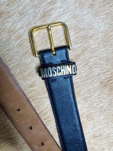 Moschino black leather belt - black,