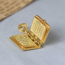 Ciondolo Sacra Bibbia Preghiera del Signore Argento Sterling 925 Dorato Padre Nostro A2061-G