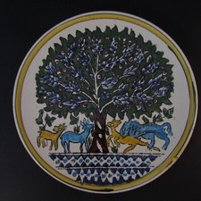 INSOLITO PIATTO PENSILE  VINTAGE CURIOSA CERAMICA VIETRI. IN BOCCA AL LUPO!!