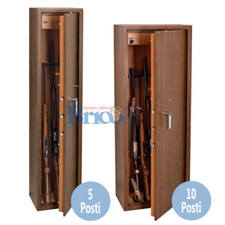 Armadio portafucili fuciliera blindata acciaio 5 10 posti con tesoretto legno