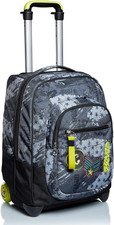 Trolley Scuola, Grigio, Fly Stars, 2 in 1, Doppio Uso, Zaino Con Carrello Fisso,