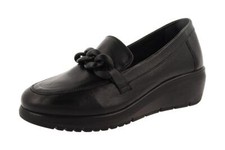 Riposella Mocassino Donna in Pelle C/Zeppa e d Accessorio - NER (Nero)