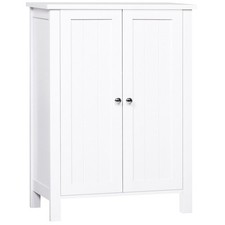 Mobiletto 2 Ripiani 2 Ante con Maniglie da Bagno 60 x 30 x 80cm Bianco