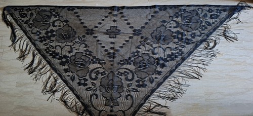 Scialle vintage pizzo - pizzo, con