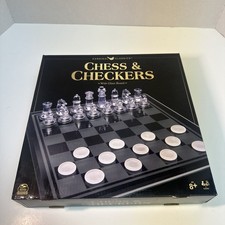 Cardinal Classics Chess & Checkers with Glass Board Set Spin Master Games Age 8+