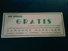 148000 TESSERA D EPOCA NEGOZIO DISCHI DI COMO CARCANO SCHEIBER PIAZZA CROGGI