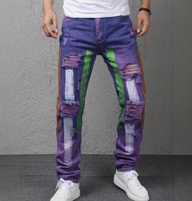 Jeans uomo viola cotone denim