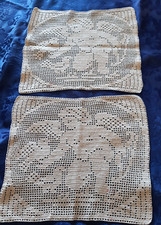 SPLENDIDI  CENTRINI  A UNCINETTO COTONE AVANA ANGIOLETTI cm 28x32  FATTI A MANO