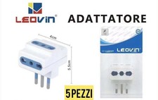 ADATTATORE TRIPLA SPINA 10A PRESE BIPASSO UNIVERSALI  5 PEZZI