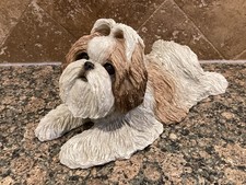 Figurina Shitzu grigia scultura Sandicast 1985 vintage firmata Sandra Brue