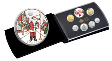 🇨🇦 Canada $20 Dollari Argento Puro Nero Luce CARO BABBO NATALE, Set di 7 Monete, 2025