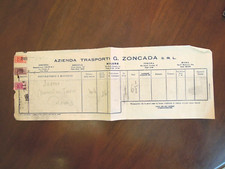 Bolli pacchi postali sulla ricevuta -3 valori LIRE 50, 20, 5 su Fattura del 1952