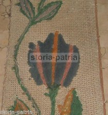 ANTICO TESSUTO_DECORATIVO RICAMO FLOREALE_UTILE PORTARIVISTE_DA COLLEZIONE