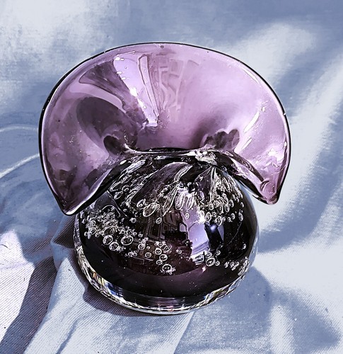 Vaso viola vetro bolle - viola, vetro,