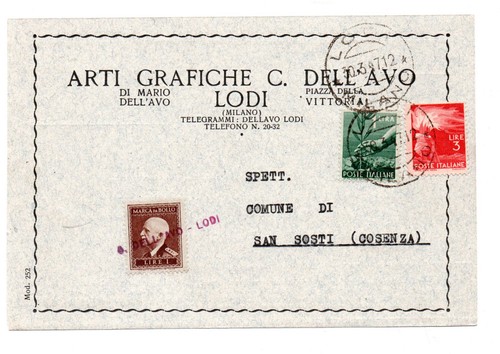 Cartolina pubblicitaria 1947 - cartolina,