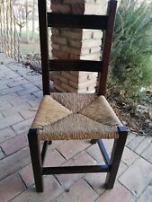 Lotto di 6 sedie vintage impagliate in legno massello