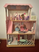 Casa delle Bambole 3 Livelli In Legno con 10 Accessori